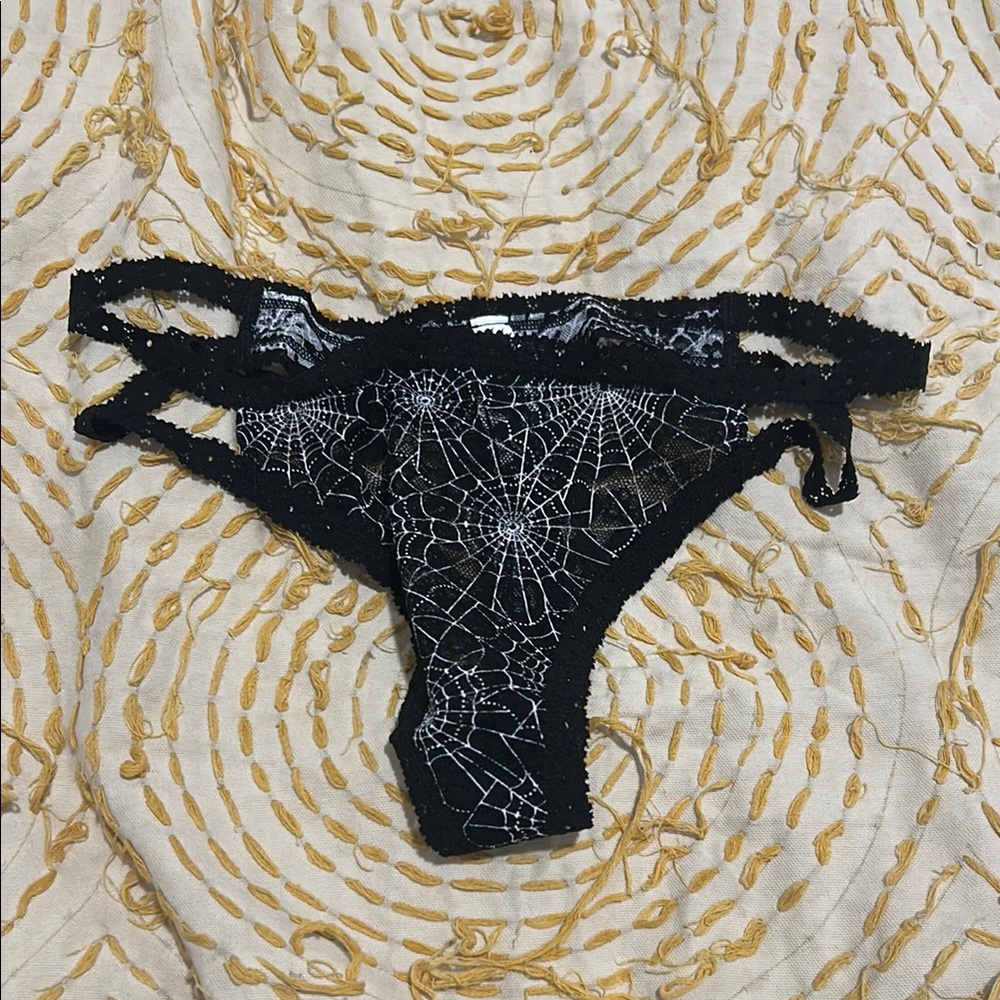Black Lace Spiderweb Thong